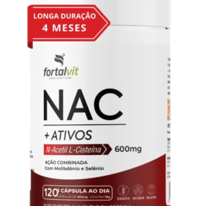 NAC +Ativos 120 Caps, 4 meses de Uso, Enriquecido com Molibdênio e Selênio, Fortalvit